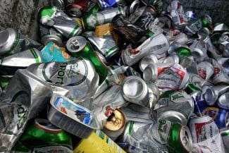 Food and Drink Cans in Recycling Bin