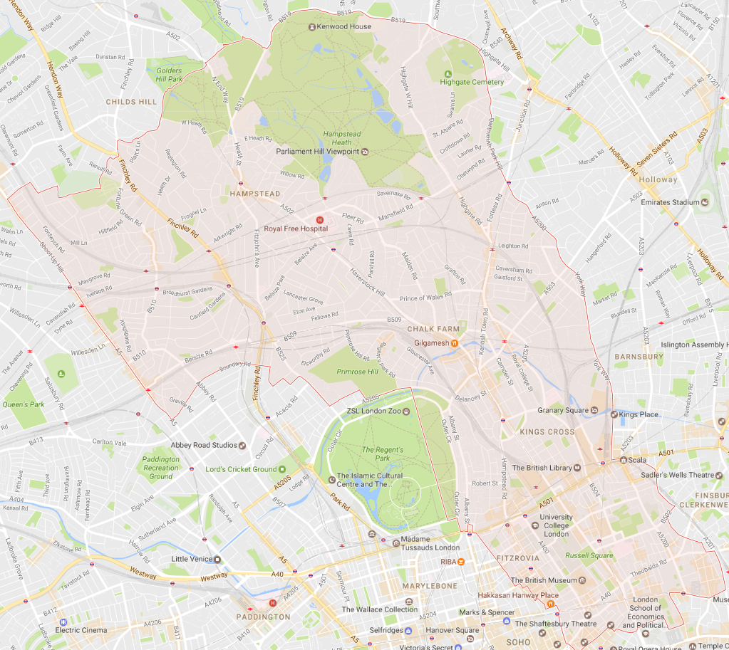 Map of Camden and North London