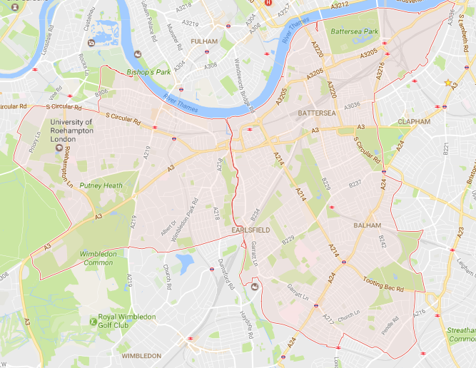 map of South London